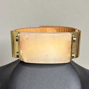 Intropia Gold and Tan Leather Stone Bracelet